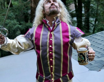 Royal Purple and Fuschia Tapestry Renaissance Vest, Waistcoat, Doublet, Steampunk Jacket