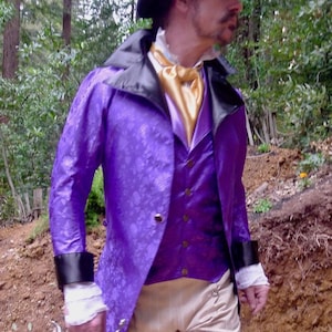 Royal Purple Floral Brocade Steampunk Victorian Lapeled