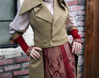 Women's 1895-style Steampunk Gold Outer Great Vest