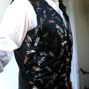 Black Dragonfly Silk Brocade Gentlemen's Vest