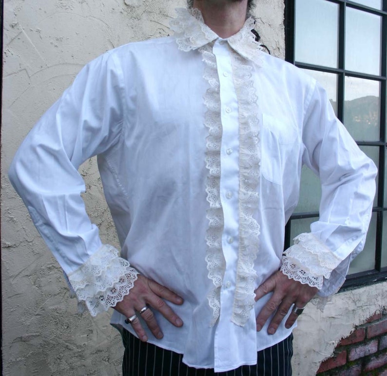 Men's White Lace Steampunk Pirate Shirt - Etsy