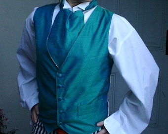 Peacock Silk Dupioni Gentlemen's Steampunk Vest