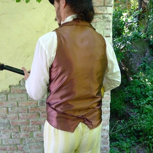 Green Crysthanamum Silk Brocade Steampunk Victorian Lapeled Gentlemen's Vest, Frilly Shirt, Trousers and Cravat image 4