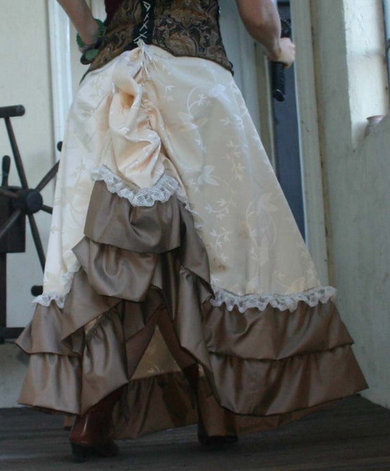 Ivory Floral Tapestry Lace Ruffled Bustle Skirt | Etsy