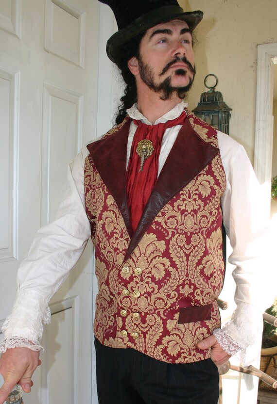 Burgundy and Gold Tapestry and Pleater Steampunk Victorian Double