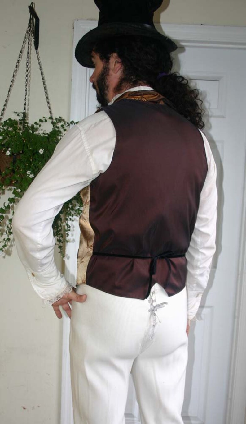 Gold and Copper Bamboo Silk Steampunk Victorian Lapeled Gentlemen's Vest, Shirt and Cravat image 5