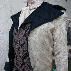 Brown and Black Floral Tapestry and Silk Steampunk Victorian Lapeled Gentlemen's Vest image 4
