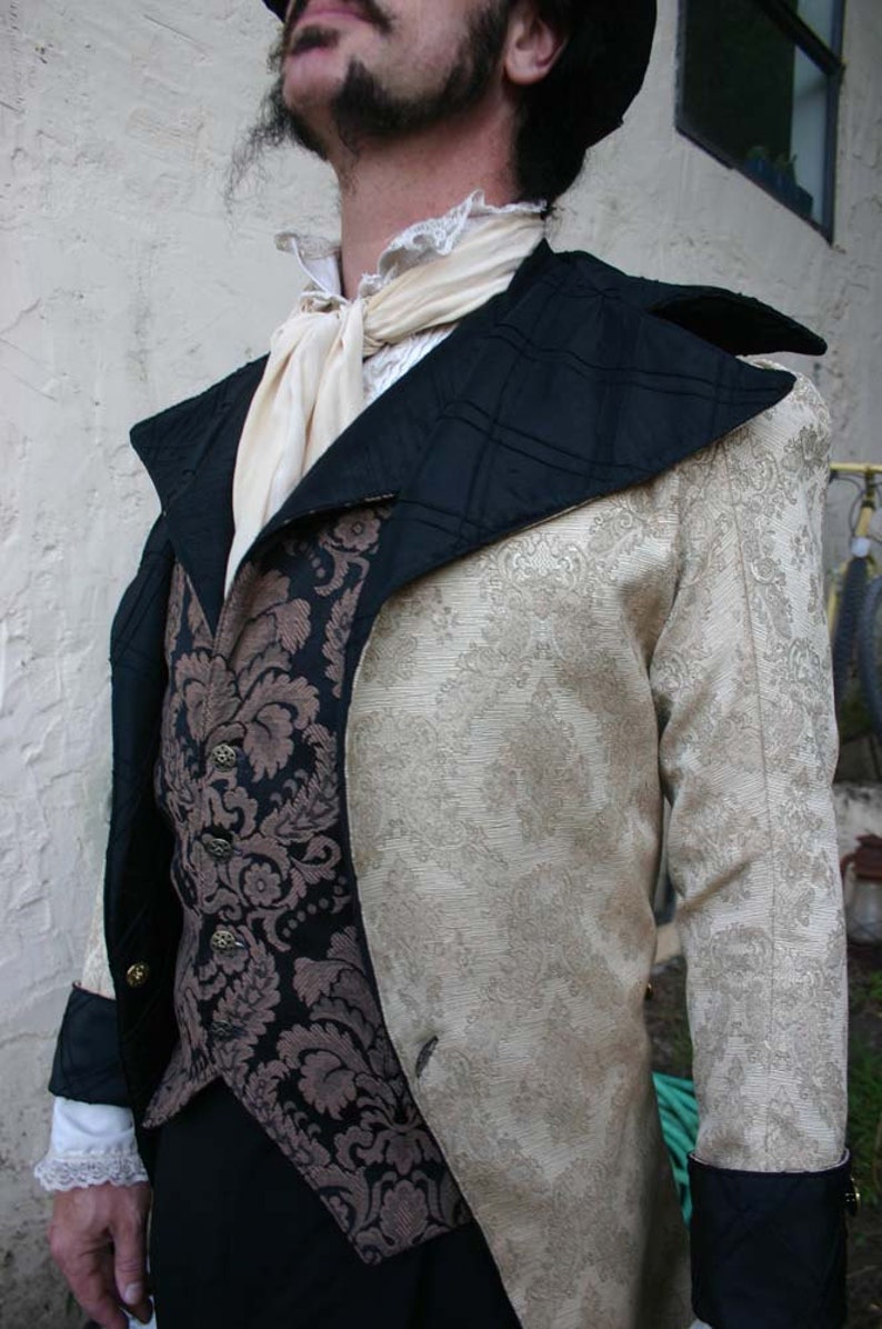 Brown and Black Floral Tapestry and Silk Steampunk Victorian Lapeled Gentlemen's Vest image 4