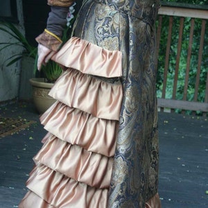Black and Gold Floral Satin Tapestry Victorian Bustle Skirt | Etsy