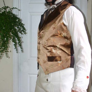 Gold and Copper Bamboo Silk Steampunk Victorian Lapeled Gentlemen's Vest, Shirt and Cravat image 1