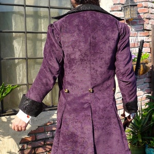 Milano Purple and Black Tapestry Swallowtail Steampunk Frock Cutaway Wedding Coat image 3