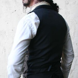 Brown and Black Floral Tapestry and Silk Steampunk Victorian Lapeled Gentlemen's Vest image 5