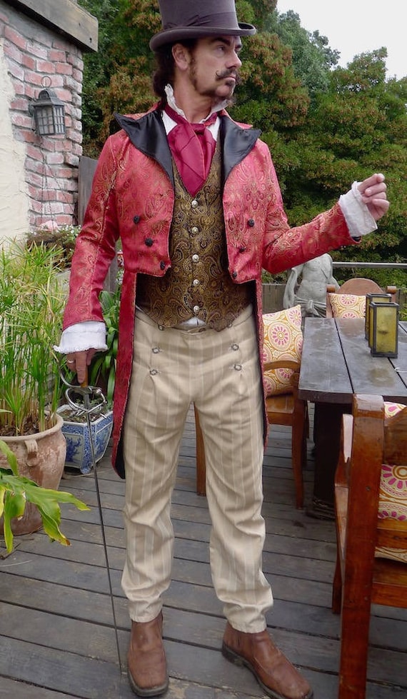 Rouge et or brocart de soie fleuri Cutaway robe Steampunk Cutaway fleuri machaon mariage veste d1d908 Rouge et or brocart de soie fleuri Cutaway robe Steampunk Cutaway fleuri machaon mariage veste d1d908
