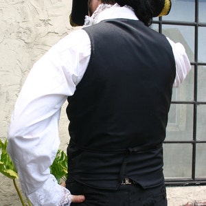 Black and Silver Jolly Roger Skull Silk Brocade PIrate Vest image 5