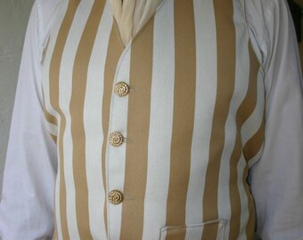 Tan and Cream Provence Stripe Men's Vest