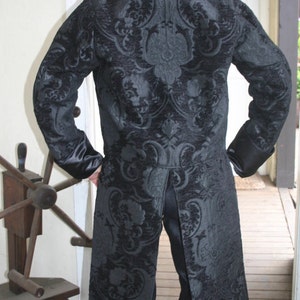 Black Tapestry Cloth Steampunk Frock Cutaway Swallowtail Wedding Jacket ...