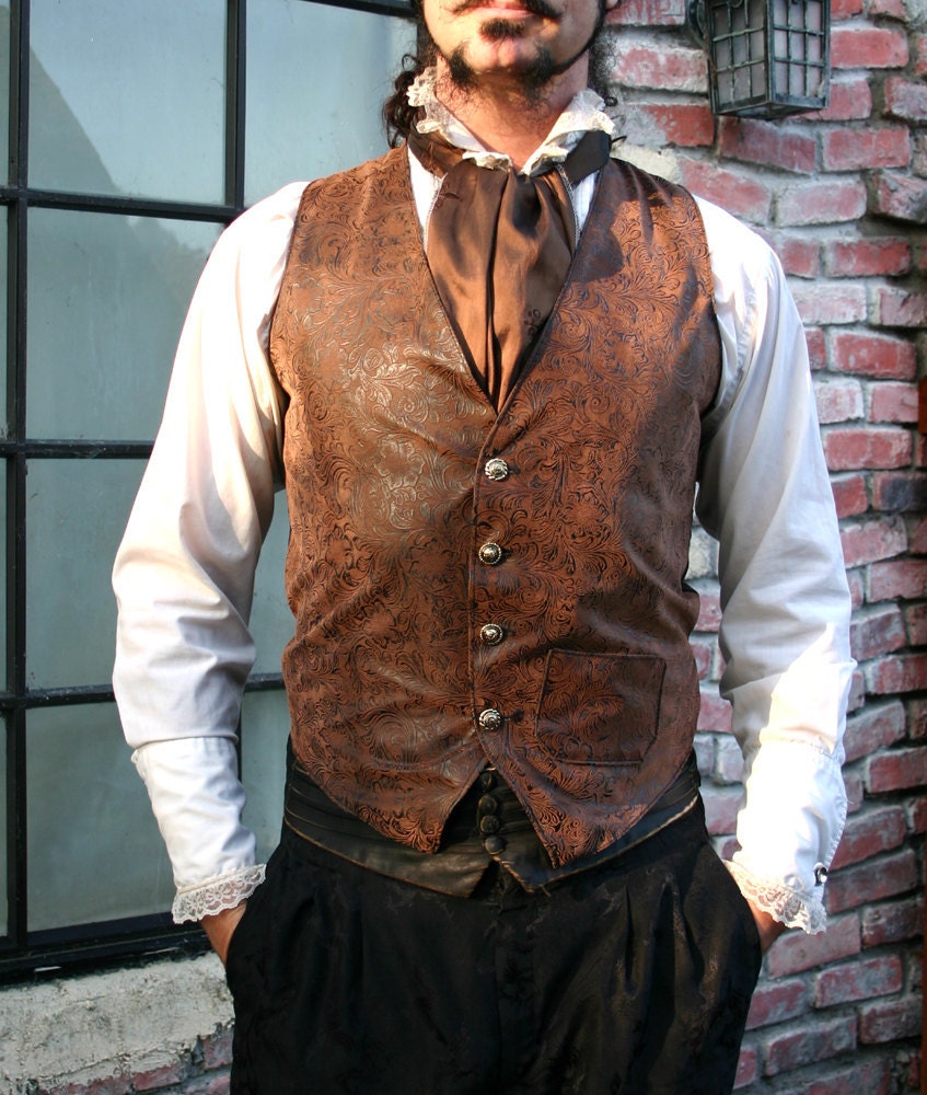 Brown and Black Tooled Faux Leather Gentlemen's Steampunk