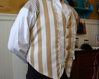 Dandy Frilled Caramel & Cream Wilde Edwardian Steampunk Vest