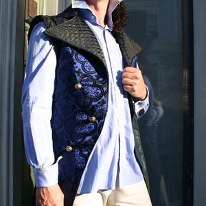 Black and Royal Blue Bonnie Prince Charlie Tailcoat Vest