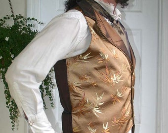 Gold and Copper Bamboo Silk Steampunk Victorian Lapeled Gentlemen's Vest