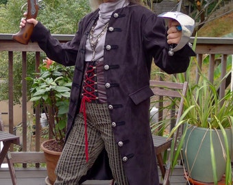 Swashbuckling Black Tapestry Cloth Pirate Jacket