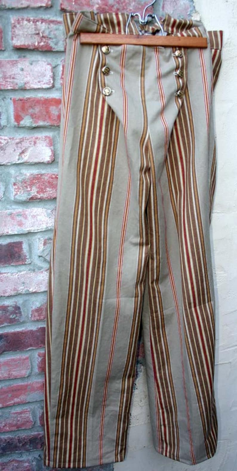 Stripe Button Flap Front Steampunk Tapestry Pants - Etsy