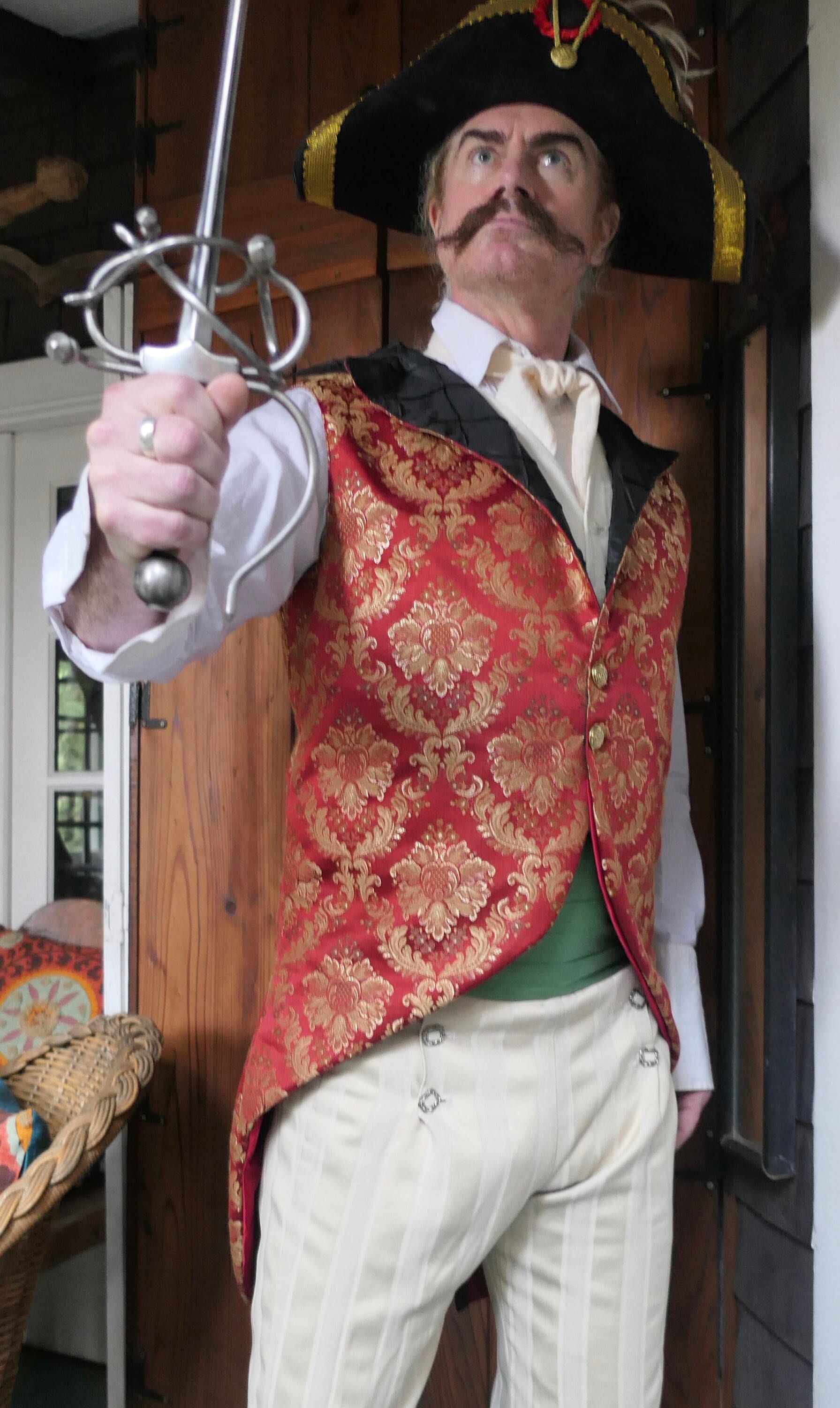 Palermo Burgundy and Gold Ornate Brocade Waistcoat Tailcoat Vest