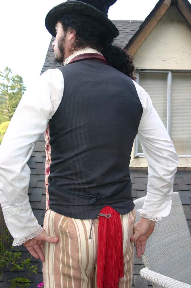 Burgundy and Gold Tapestry and Pleater Steampunk Victorian Lapeled