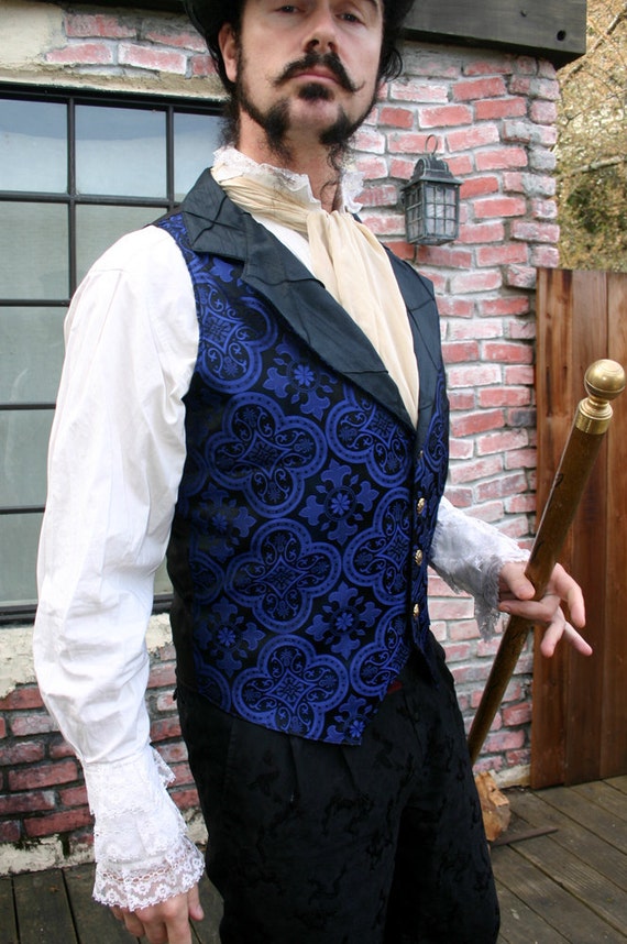 Black shirt blue waistcoat hotsell