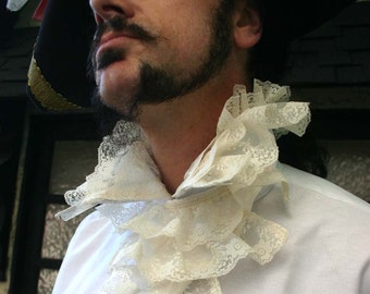 Gentlemen's White Elizabethan Ruff Steampunk Pirate Shirt