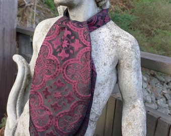 Black and Maroon Medieval Pattern Satin Ascot