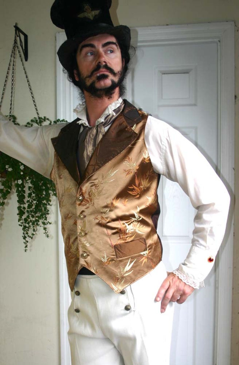 Gold and Copper Bamboo Silk Steampunk Victorian Lapeled Gentlemen's Vest, Shirt and Cravat image 4