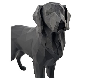 Escultura de Golden Retriever de baja poligonización: estatua geométrica de perro, regalo de decoración moderna