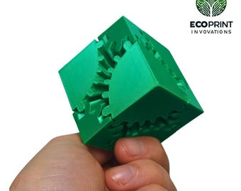 Grünes Zahnrad Cube Fidget Spielzeug - 3D gedrucktes sensorisches Puzzle zum Stressabbau