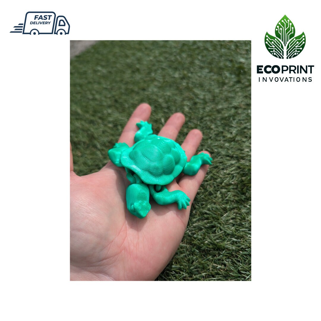 Articulated Turtle Fidget Toy - Flexible Sensory ADHD Turtle Vibrant ...