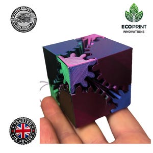 Multicolour Gear Cube Fidget Toy – 3D Printed Sensory Puzzle