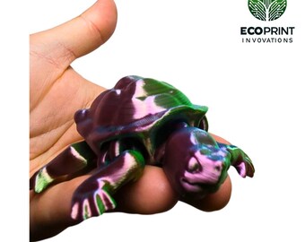 Tartaruga Articulada Anti-Stress - Brinquedo Sensorial Vibrante Impresso em 3D para Alívio do Estresse e TDAH