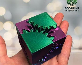 Rainbow Gear Cube Fidget Toy – 3D-Printed Sensory Puzzle for Stress Relief & ADHD
