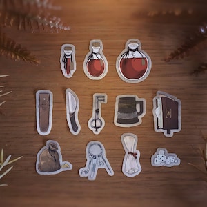 Adesivos de inventário de DnD e RPG | Poções, Caneca, Coinpouch, Lockpick, Rogue Adesivos | Para diários e folhas de sessão.