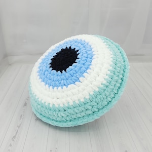 Small Mint Evil Eye Pillow, Throw Pillow for Couch, Accent Decorative Pillow, Unique Birthday Gift, Cozy Bohemian Pillow, Ethnic Room Decor