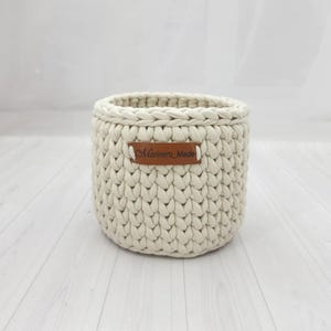 Eyeglass Holder Stand, Phone & Remote Control Holder, Crochet Storage Basket, Shabby Chic Organizer, Beige Dresser Decor, Holiday Aunt Gift