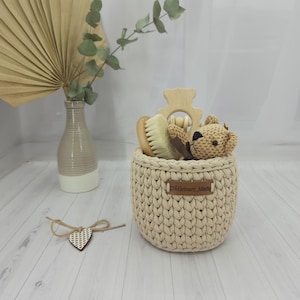 Desk or Bedside Organizer, Phone & Remote Control Holder, Eyeglass Holder Stand, Crochet Storage Basket, Dresser Decor, Housewarming Gift