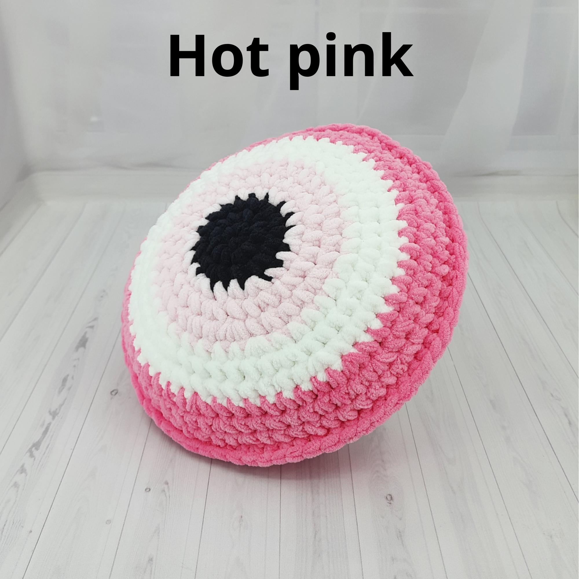 Round Evil Eye Pillow, Plush Evil Eye, Crochet Decorative Pillow