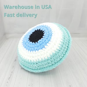 Mint Evil Eye Pillow for Nursery, Crochet Decorative Pillow, Accent Cushion for Livingroom Soft Throw Pillow Christmas Gift Lucky Charm Gift