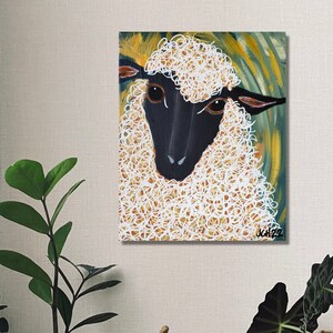 Original Painting | Acrylic Art | Fine Art | Groovy Wall Art | Farmhouse | Sheep Art | Barn Art | Unframed | Signed 8x10 I Love Ewe