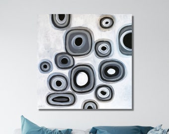 Large Original Acrylic Painting Gray Abstract 30" x 30"