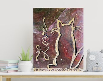 Original Acrylic Painting Love Cat 11x14