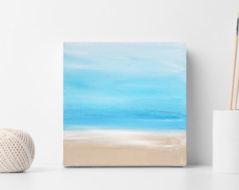 Original Acrylic Painting Sand and Sky Mini Canvas 6" x 6"