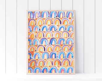 Feeling Loopy Original Watercolor Repetitive Pattern Modern Abstract Painting 9 x 12