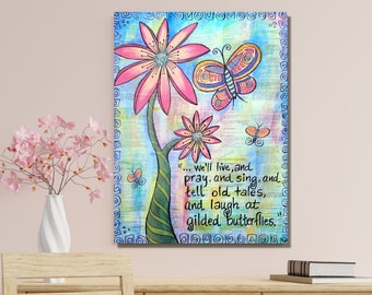 Shakespeare Quote Cordelia's Butterflies Original 18x24 Mixed Media Watercolor and Acrylic Painting